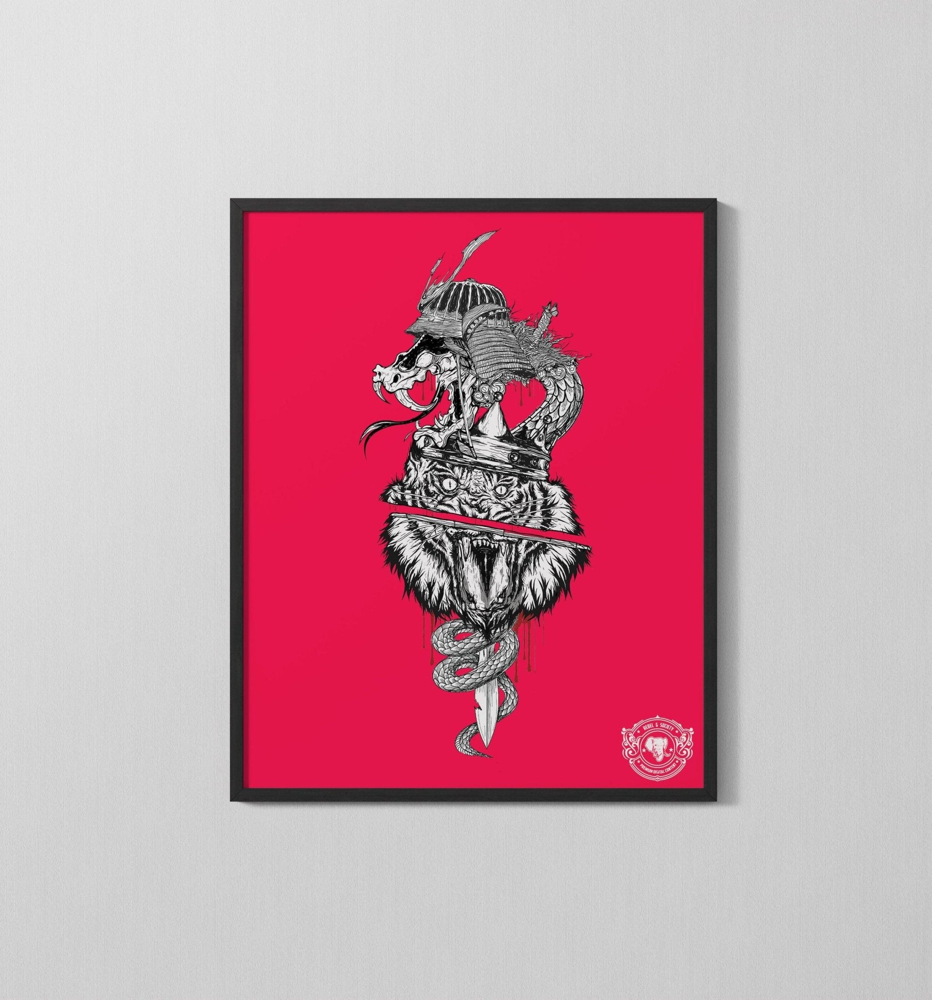 Tiger X Serpant Samurai Art print - Rebel G Society